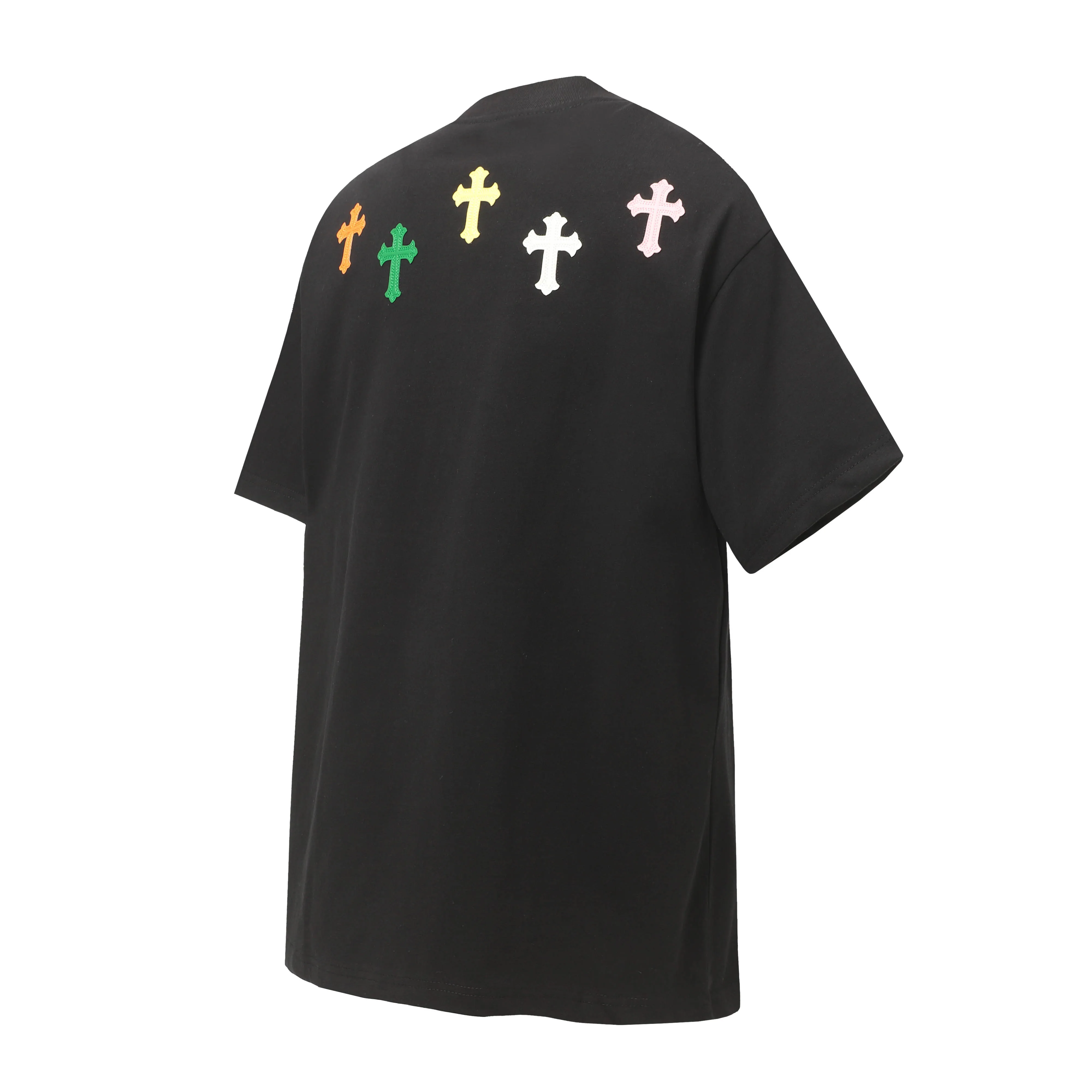 P150 Chrome Hearts CH Chrome Hearts cross leather embroidered short-sleeved T-shirt. Made with imported Tajima machine. The leather is custom-dyed. The hardware accessories are all custom-made. Correctly configured. Black 2025 Chrome Hearts authentic packaging. 280 grams of custom-dyed double-yarn cotton. Large version. Loose and stylish. The difference between low version and slim version is that the upper body stretches the hips. 100% commitment: top quality. Not fast food. The highest version on the market. Top quality - Differentiate from the ordinary versions on the market. If you care about quality, you should also respect the price. Absolutely 0 after-sales service. 0 return rate so far. It’s hard not to love the style - 280g double yarn cotton custom-dyed fabric - Correct high-density main mark, washed tag, hand-sewn